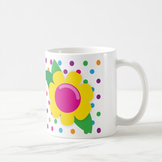 Bloem- en pooldots koffiemok (Rechts)