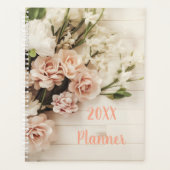 Bloem en roos boeket op rustiek hout planner (Voorkant)