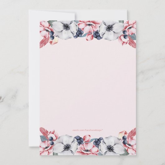 Bloem en roze | Eerste bevliegingsfeest voor meisj Kaart (Achterkant)