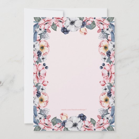 Bloem en roze | Eerste eerste meisjesfeest Kaart (Achterkant)