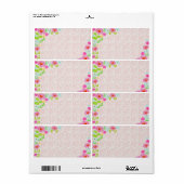 Bloem en Roze Nep Kant Aanpasbare Label (Full Sheet)