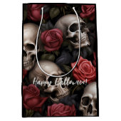Bloem en schedels Medium Gift Bag Cadeauzakje (Voorkant)