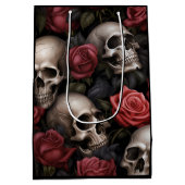 Bloem en schedels Medium Gift Bag Cadeauzakje (Achterkant)