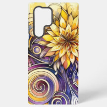 Bloem- en spiraal motief telefoonhoesje