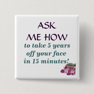 Bloem en stenen, om 5 jaar uit je huis te halen... vierkante button 5,1 cm