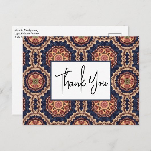 Bloem en Sterrenvormen Decoratief Ontwerp Dank U Briefkaart (Voorkant / Achterkant)