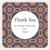 Bloem en Sterrenvormen Patroon - Party Dank U Vierkante Sticker (Voorkant)