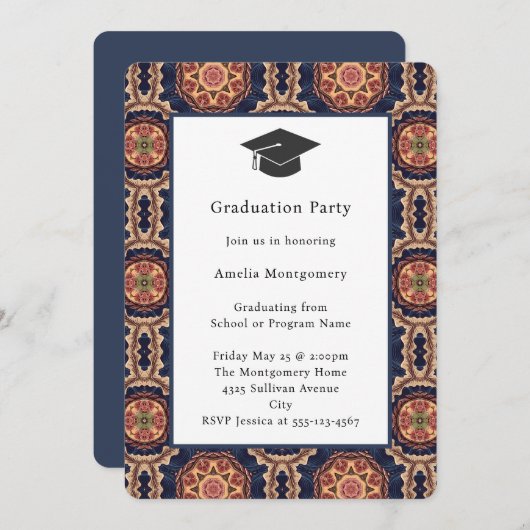 Bloem- en stervormen Decoratief Afstuderen Kaart (Voorkant / Achterkant)