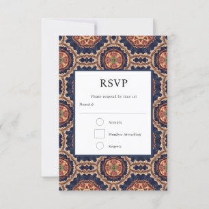 Bloem- en stervormen decoratief ontwerp bruiloft RSVP kaartje