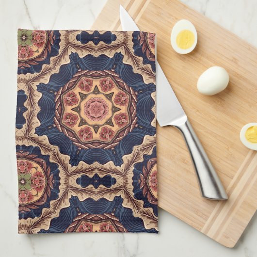 Bloem- en stervormen Decoratief Ontwerp Theedoek (Quarter Fold)