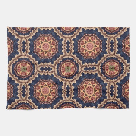 Bloem- en stervormen Decoratief Ontwerp Theedoek (Horizontaal)