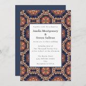 Bloem- en stervormen decoratief ontwerp trouwen kaart (Voorkant / Achterkant)