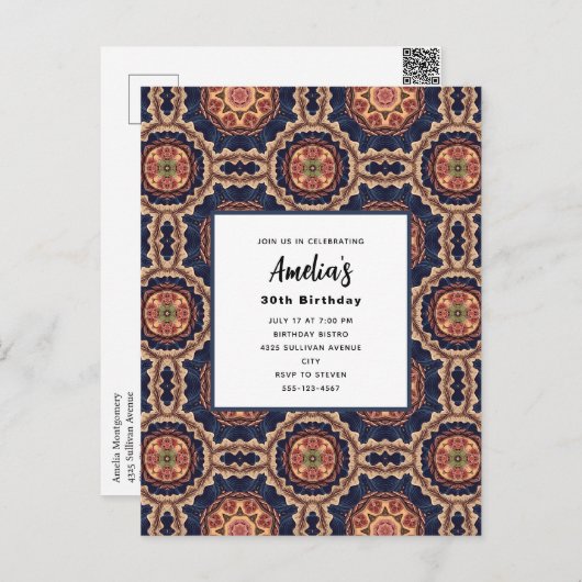 Bloem- en stervormen Decoratief Ontwerp Verjaardag Briefkaart (Voorkant / Achterkant)