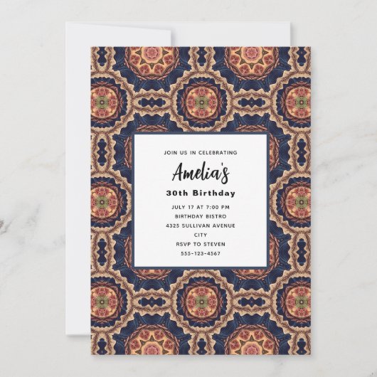 Bloem- en stervormen Decoratief Ontwerp Verjaardag Kaart (Voorkant)