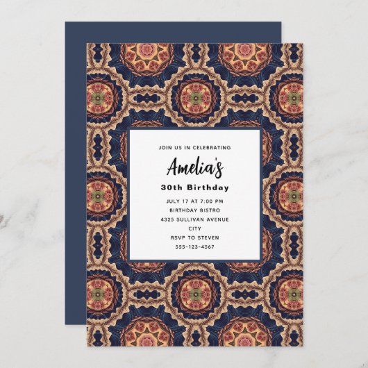 Bloem- en stervormen Decoratief Ontwerp Verjaardag Kaart (Voorkant / Achterkant)