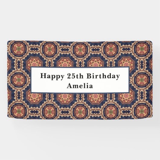 Bloem- en stervormen Decoratief Ontwerp Verjaardag Spandoek (Horizontaal)