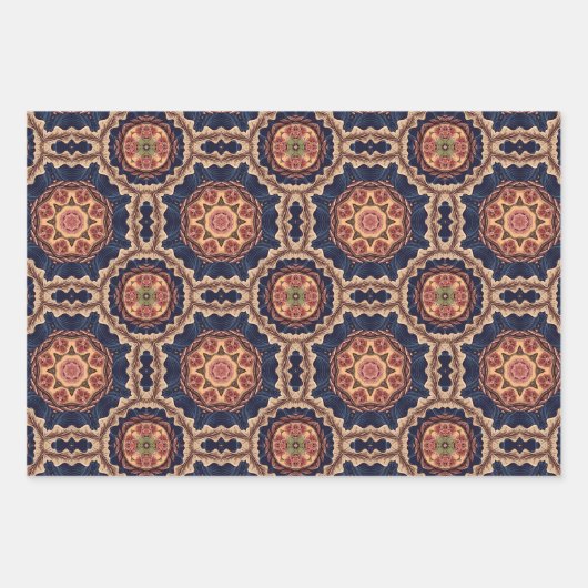 Bloem- en stervormen Decoratief Ontwerppatroon Inpakpapier Vel (Voorkant)