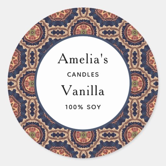 Bloem- en stervormen Patroon - Kaarsenhandel Ronde Sticker (Voorkant)