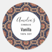 Bloem- en stervormen Patroon - Kaarsenhandel Ronde Sticker (Voorkant)