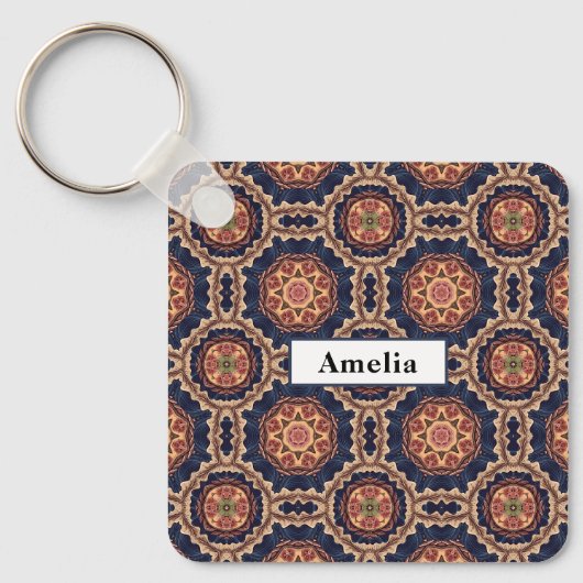 Bloem- en stervormpatroon sleutelhanger (Voorkant)