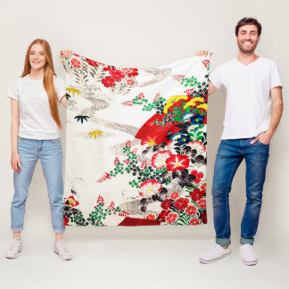 Bloem en stromend water, Japans ontwerp Fleece Deken