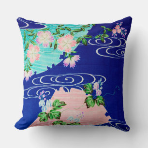 Bloem en stromend water, Japans ontwerp Kussen