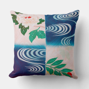 Bloem en stromend water, Japans ontwerp Kussen