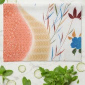 Bloem en stromend water, Japans ontwerp Theedoek (Gevouwen)