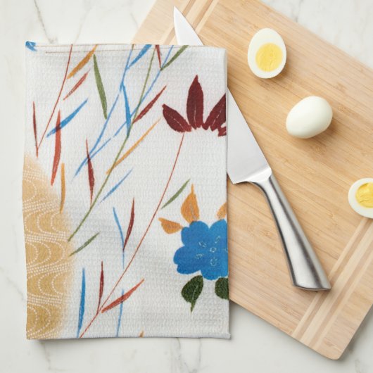 Bloem en stromend water, Japans ontwerp Theedoek (Quarter Fold)