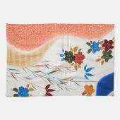 Bloem en stromend water, Japans ontwerp Theedoek (Horizontaal)