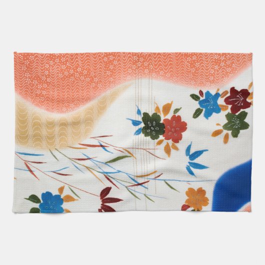 Bloem en stromend water, Japans ontwerp Theedoek (Horizontaal)