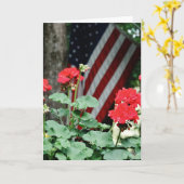 Bloem en vlag Rood wit en blauw Kaart (Gele Bloem)