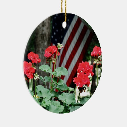 Bloem en vlag Rood wit en blauw Keramisch Ornament (Rechts)