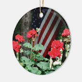 Bloem en vlag Rood wit en blauw Keramisch Ornament (Links)