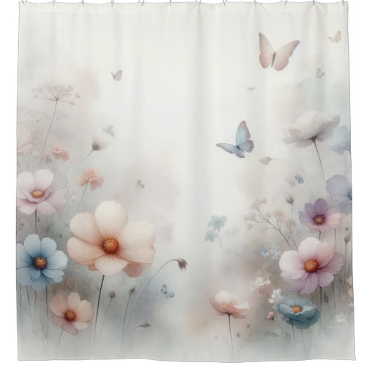 Bloem en Vlinder Dans Douchegordijn (Voorkant)