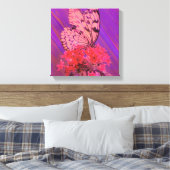Bloem en vlinder in roze en Paarse Canvas Afdruk (Insitu (Slaapkamer))