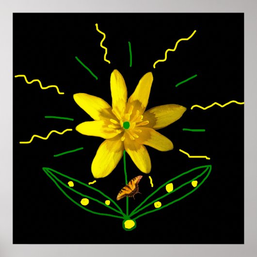Bloem en Vlinder Poster (Voorkant)