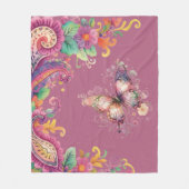 Bloem- en vlinderpaisley fleece deken (Voorkant)