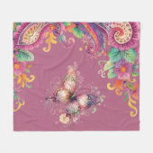 Bloem- en vlinderpaisley fleece deken (Voorkant (Horizontaal))