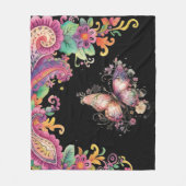 Bloem- en vlinderpaisley fleece deken (Voorkant)