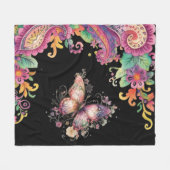 Bloem- en vlinderpaisley fleece deken (Voorkant (Horizontaal))