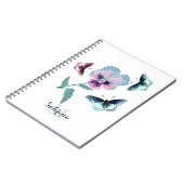 Bloem en vlinders.Gepersonaliseerd Notitieboek (Linkerzijde)