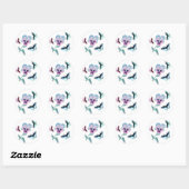 Bloem en vlinders. ronde sticker (Vel)