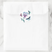 Bloem en vlinders. ronde sticker (Tas)