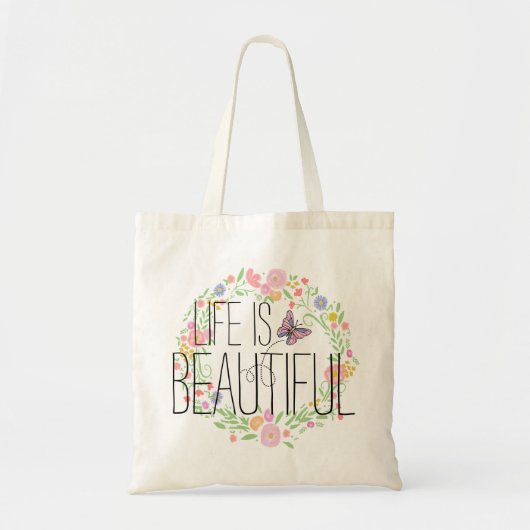 Bloem- en vlindervleugel BOHO Muslin Tote Bag (Voorkant)