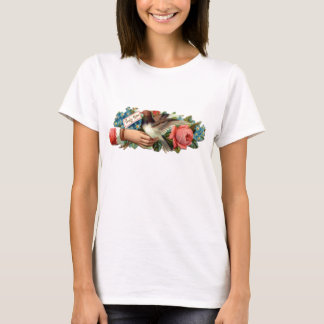 Bloem- en vogel-Baby Doll T-shirt