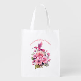 Bloem en vogel inspiratie boodschappentas