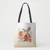 Bloem en Vogel Papier Snijd Craft Design. Tote Bag (Voorkant)