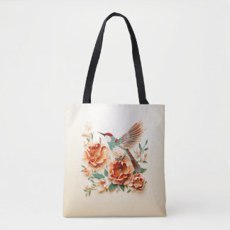 Bloem en Vogel Papier Snijd Craft Design. Tote Bag