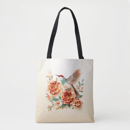 Bloem en Vogel Papier Snijd Craft Design. Tote Bag (Voorkant)